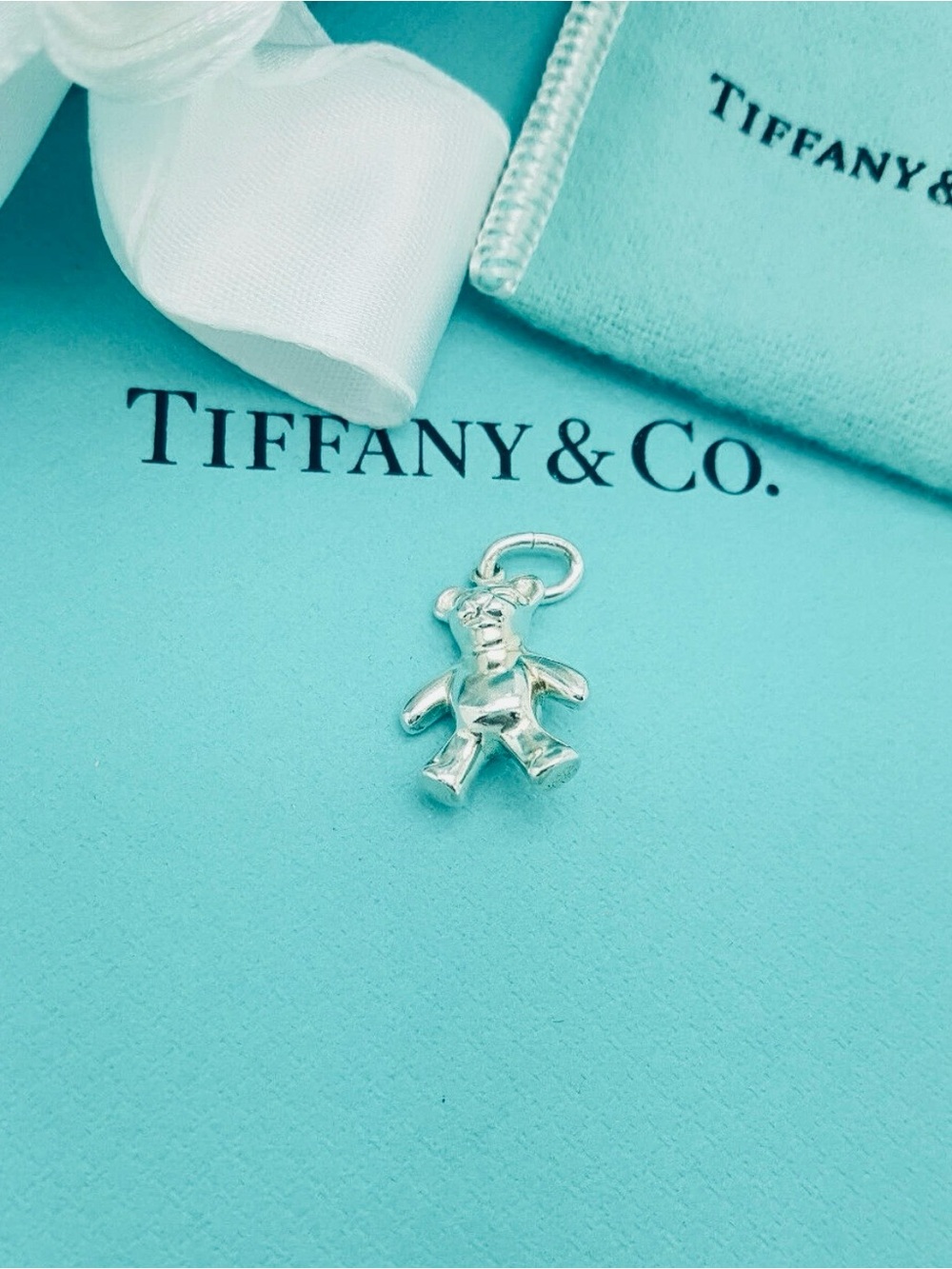 Tiffany & Co. Rare Retired Sterling Silver Teddy Bear Charm Pendant - Picture 3 of 7